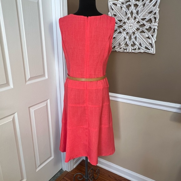 ⭐️ Black Label Evan Picone Sleeveless Belted Coral Dress Size 10 - Picture 6 of 10
